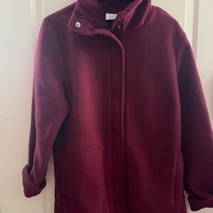 Women's Burgundy Hooded Coat
